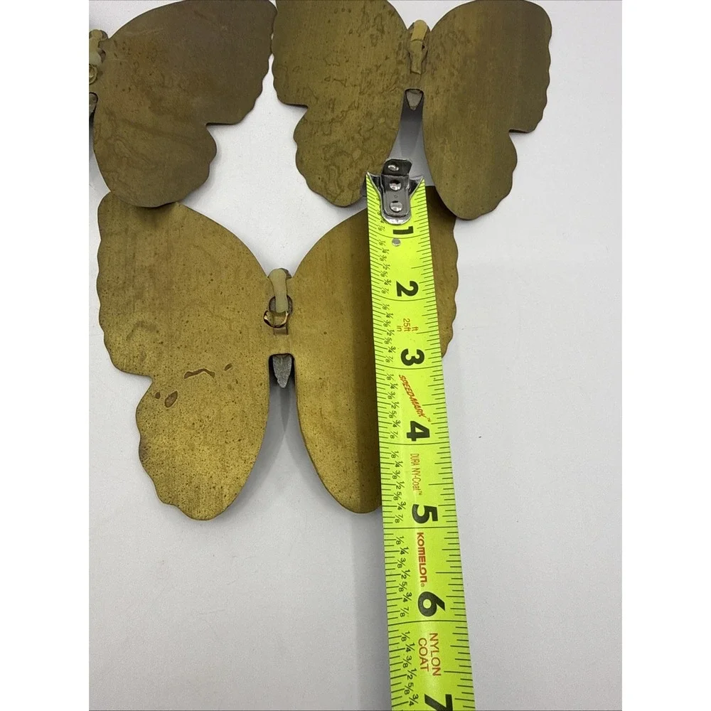 Set of 3 Vintage Metal Butterfly Wall Decor Gold Tone 5